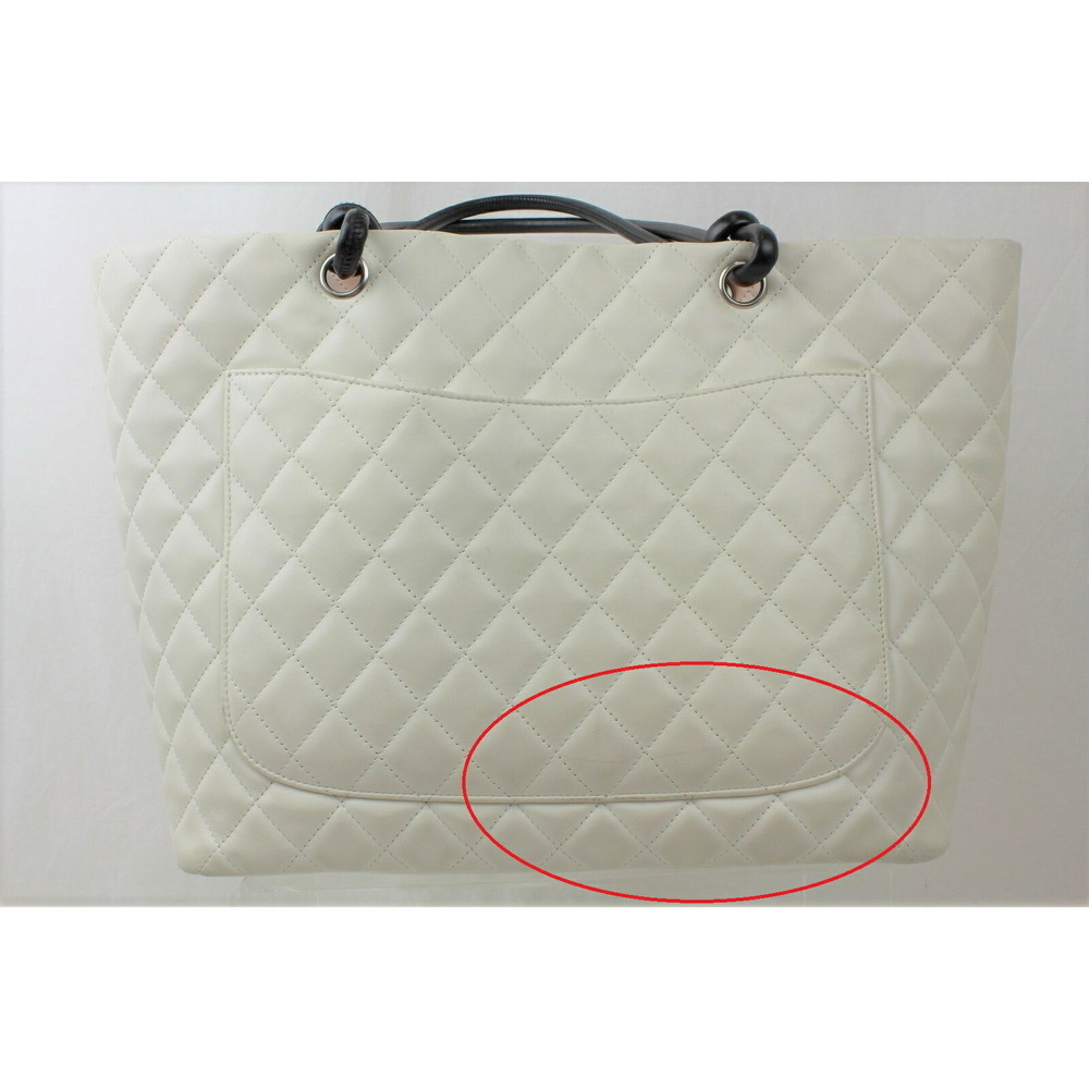 Chanel Python Cambon Tote Handbag White Black Lar… - image 4